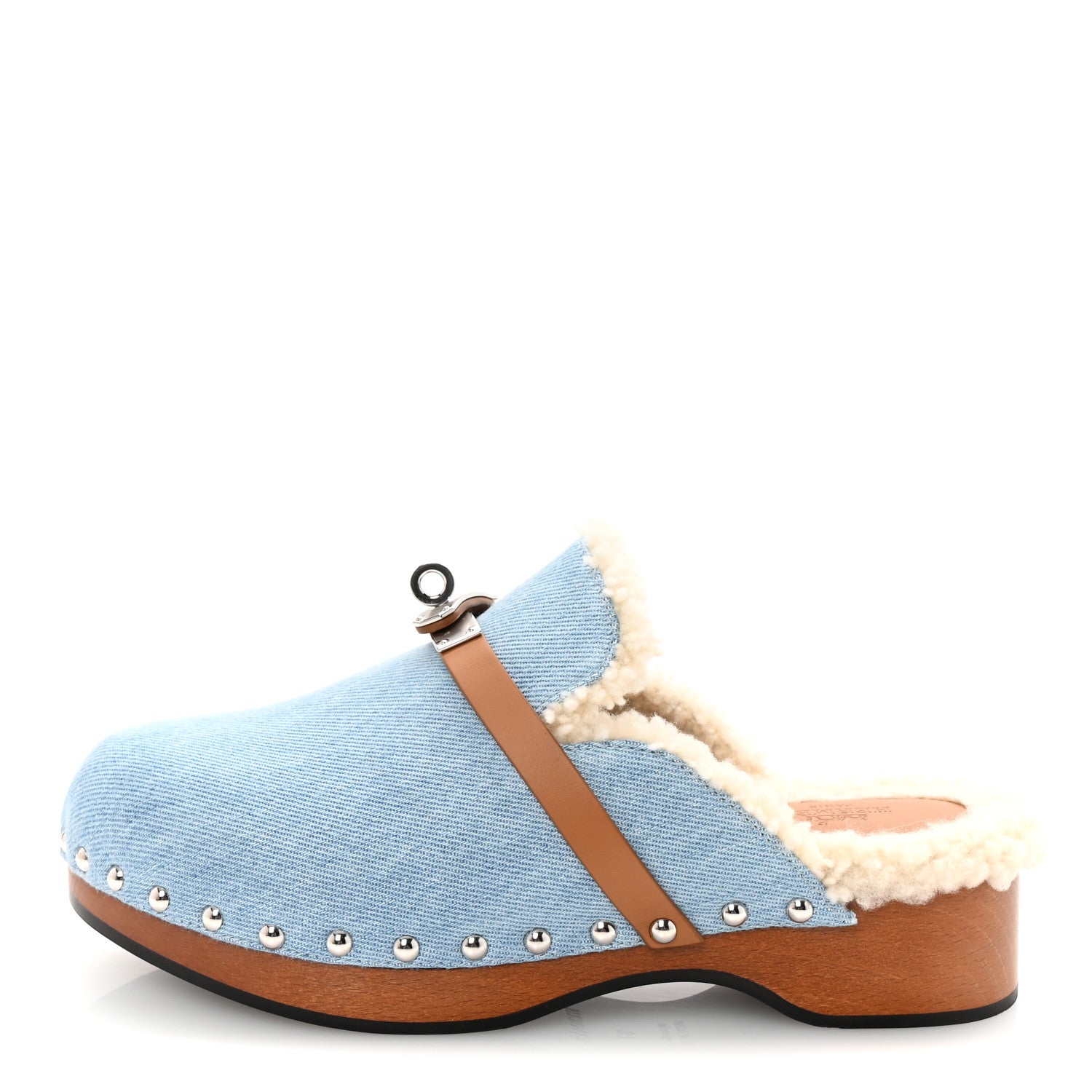 Hermes Denim Wool Carlotta Mules 37 Bleu Clair Naturel 1 of 9