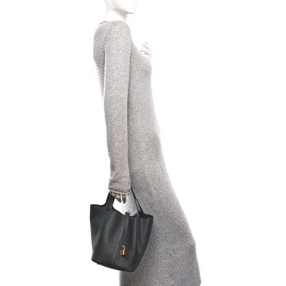 Hermes Taurillon Clemence Picotin Lock 22 MM Black 2 of 11