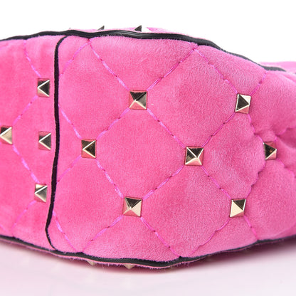 Valentino Garavani Suede Medium Rockstud Spike Shoulder Bag Bright Fuxia 7 of 10