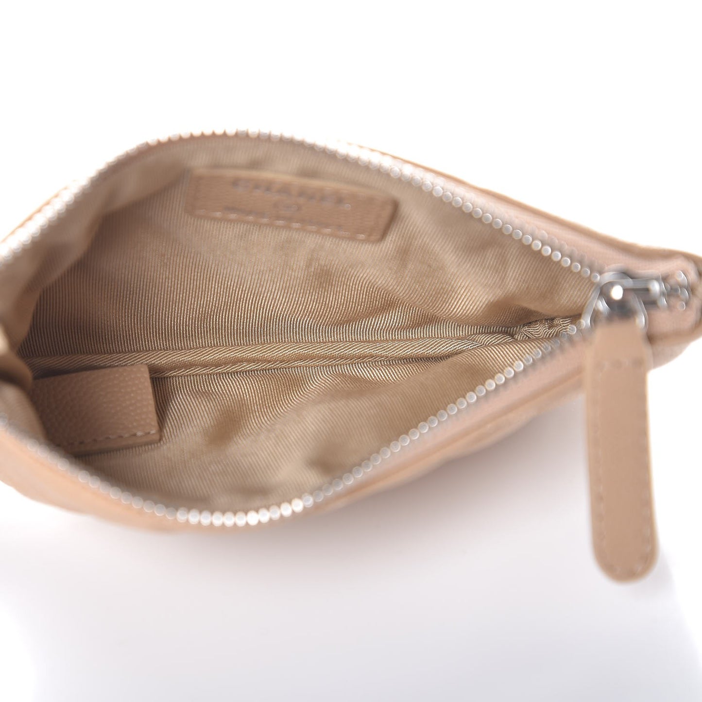 Caviar Quilted Small Cosmetic Case Beige