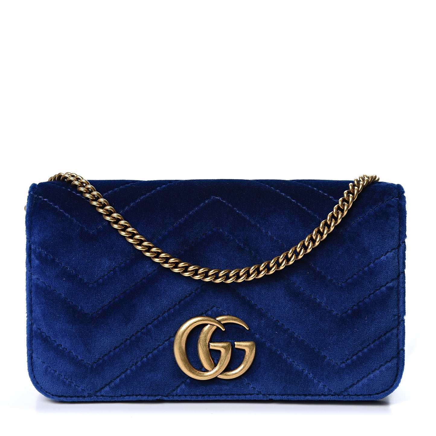 Velvet Matelasse GG Marmont Mini Bag Cobalt Blue