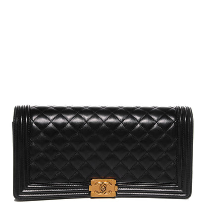 Chanel Lambskin Quilted Boy Flap Clutch Black 1 of 8