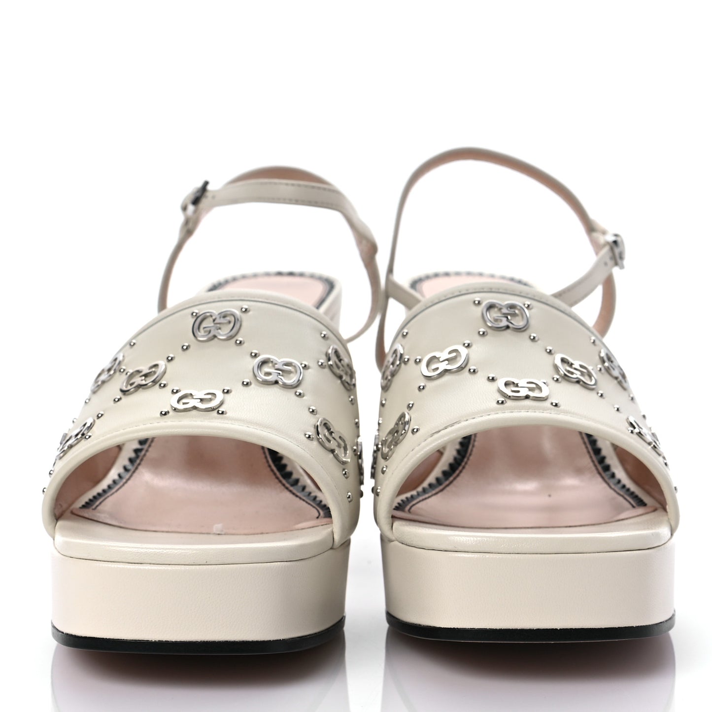 Malaga Kid Interlocking G Studs 25/85mm Platform Sandals 41 Mystic White