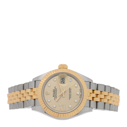 Rolex Stainless Steel 18K Yellow Gold Diamond 28mm Oyster Perpetual Datejust Watch Champagne 279173 2 of 5