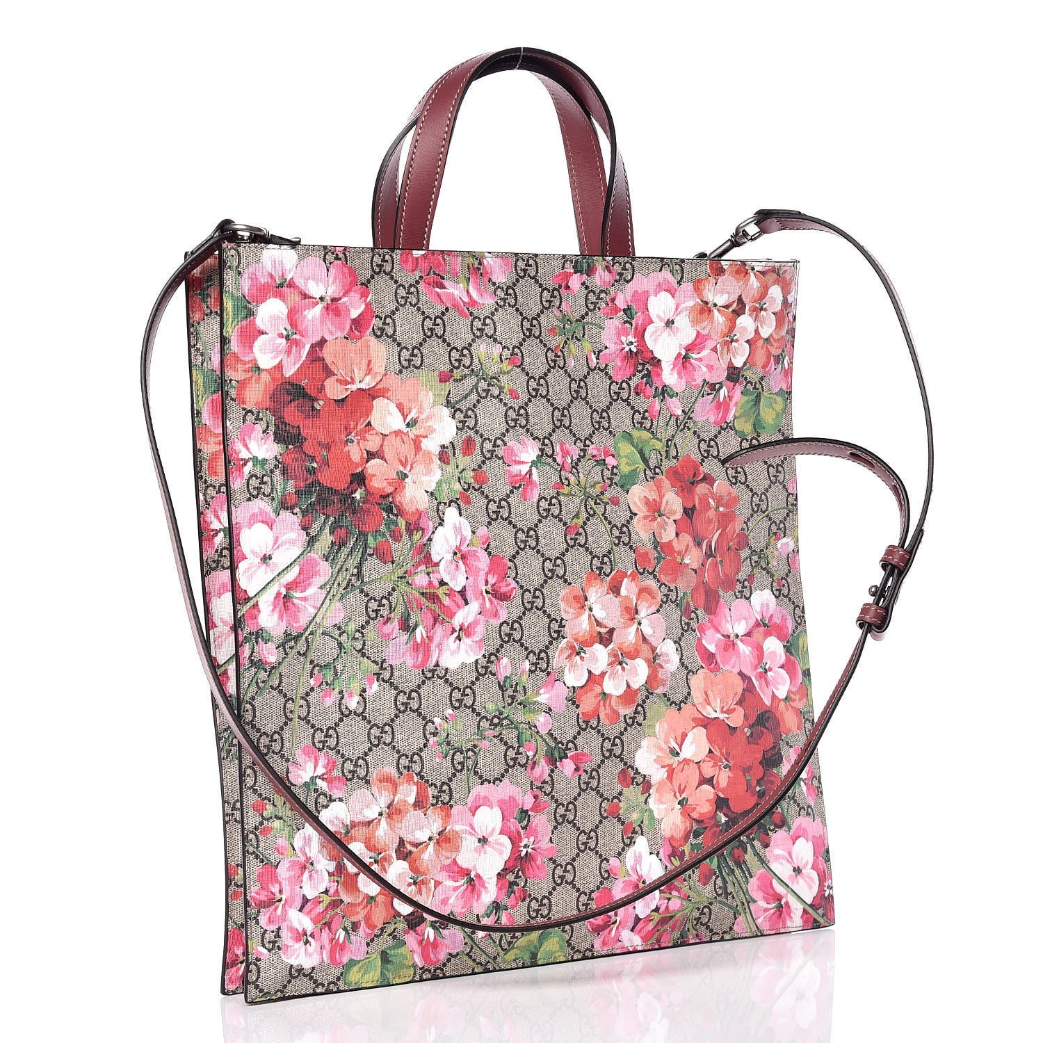 Gucci Soft GG Supreme Monogram Blooms Vertical Tote Beige Multicolor Dry Rose 4 of 10