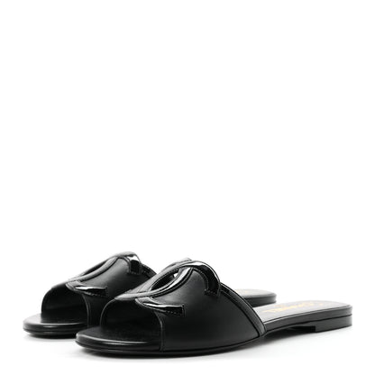 Chanel Lambskin Patent Calfskin CC Cutout Mules 37.5 Black 4 of 10