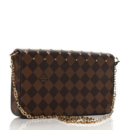 Louis Vuitton Damier Ebene Studded Pochette Felicie Chain Wallet 3 of 12