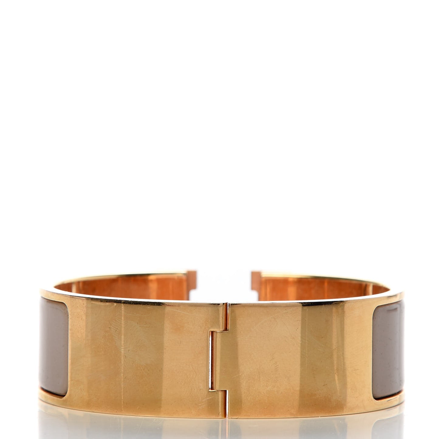Enamel Wide Clic Clac H Bracelet GM Marron Glace