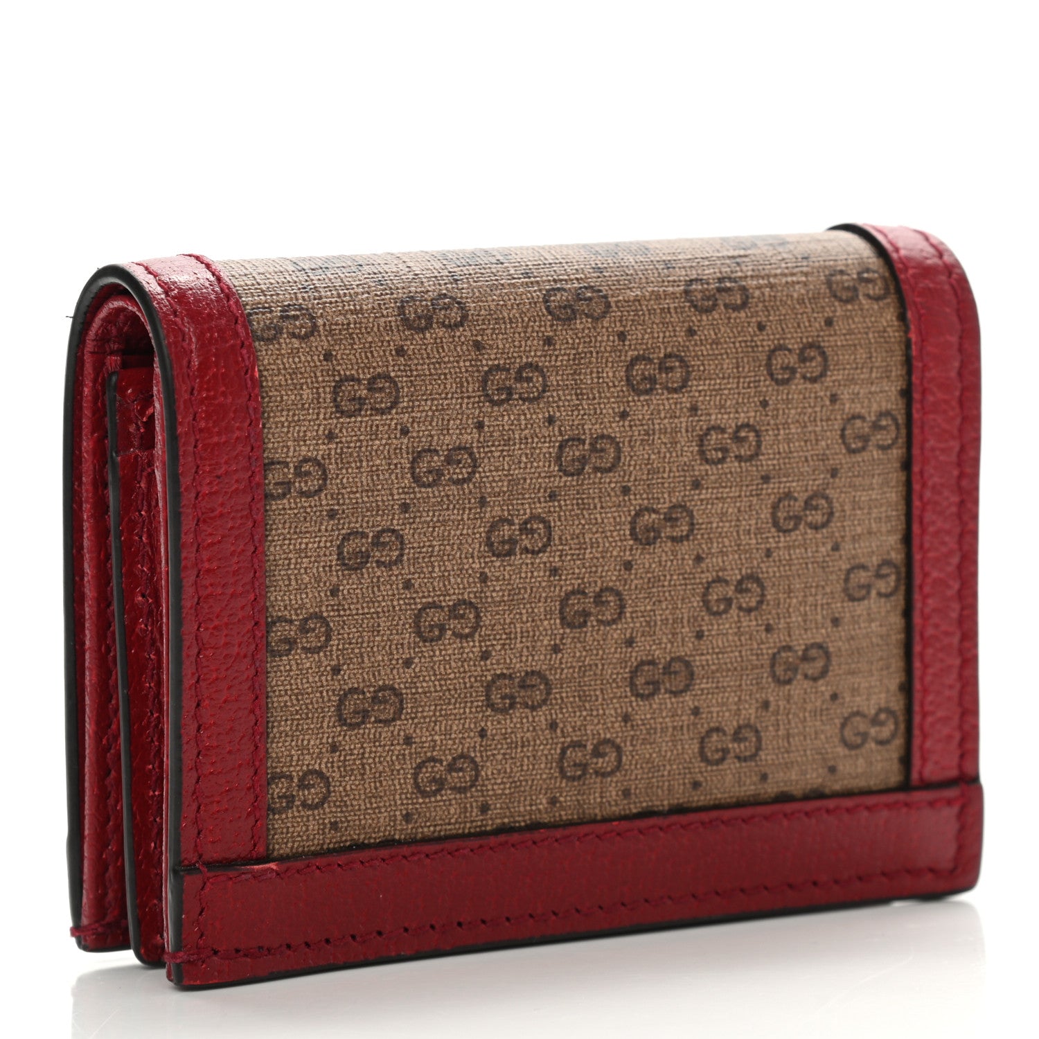 Gucci X DORAEMON Mini Vintage GG Supreme Monogram Card Case Wallet Beige Cherry Red 2 of 10