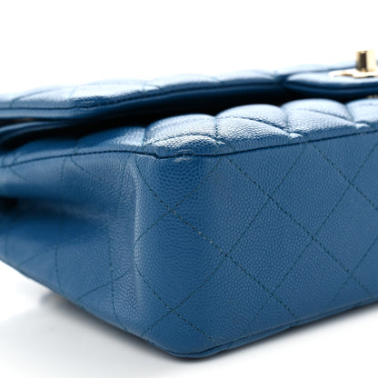 Chanel Caviar Quilted Medium Double Flap Blue 9 of 12