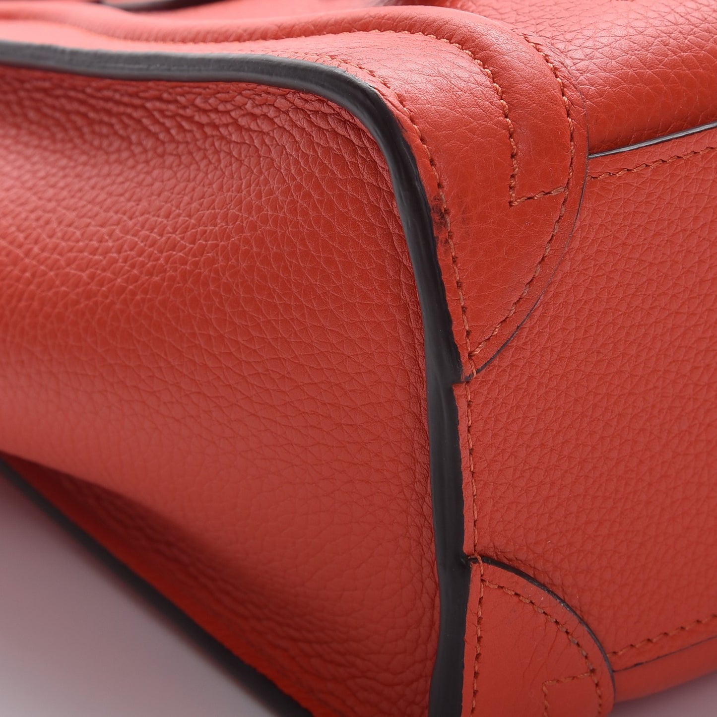Drummed Calfskin Nano Luggage Vermillion