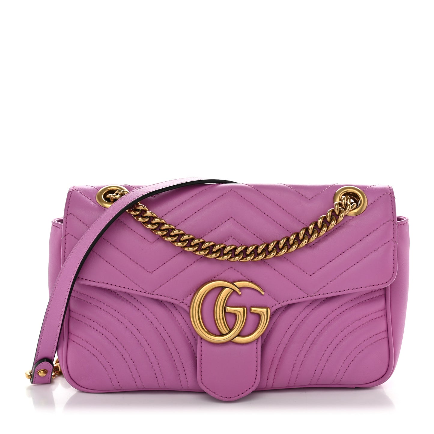 Calfskin Matelasse Small GG Marmont Shoulder Bag Candy Mousse