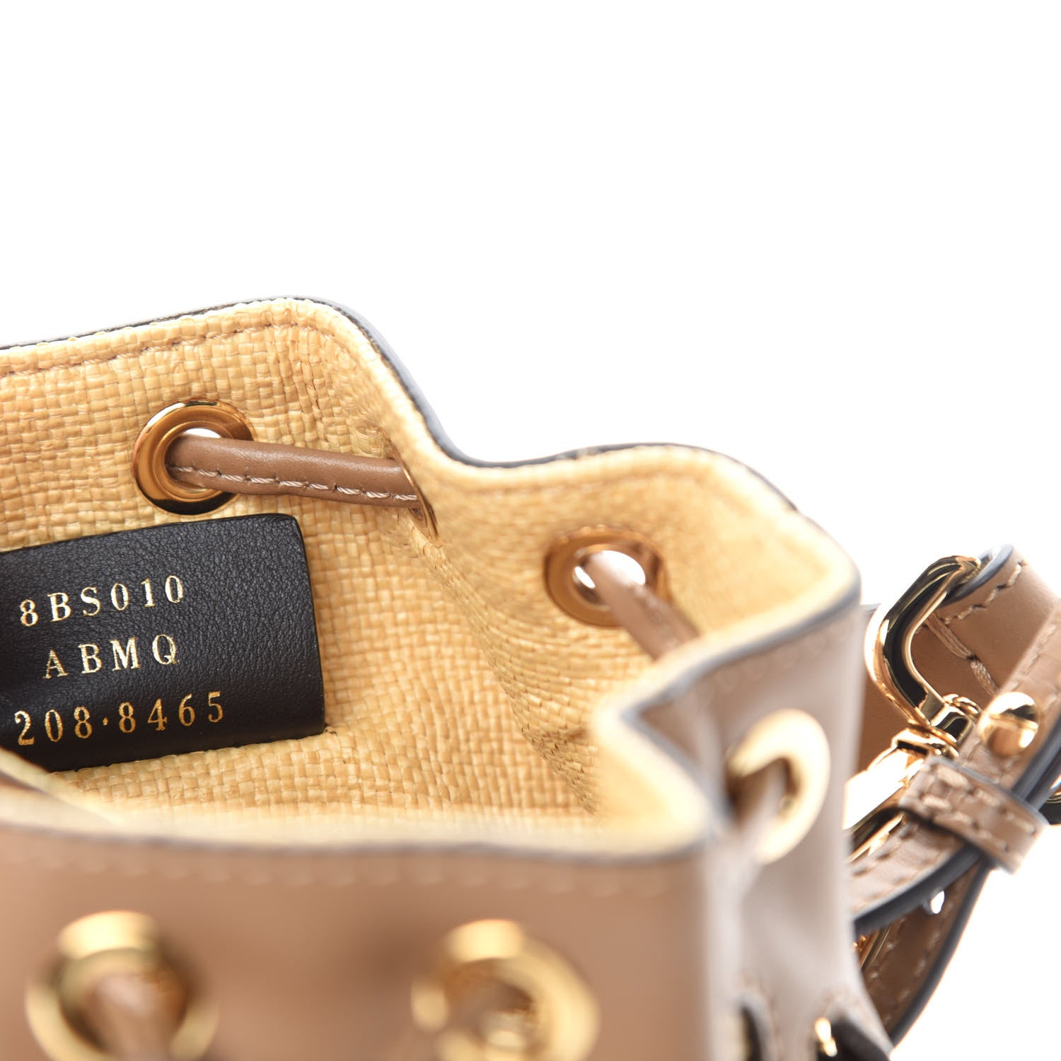 Fendi Raffia Vitello King Lucido F is Fendi FF Embroidered Mini Mon Tresor Bucket Bag Grano Sand 9 of 10
