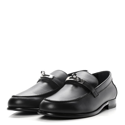 Hermes Calfskin Womens Destin Loafers 39.5 Black 3 of 10