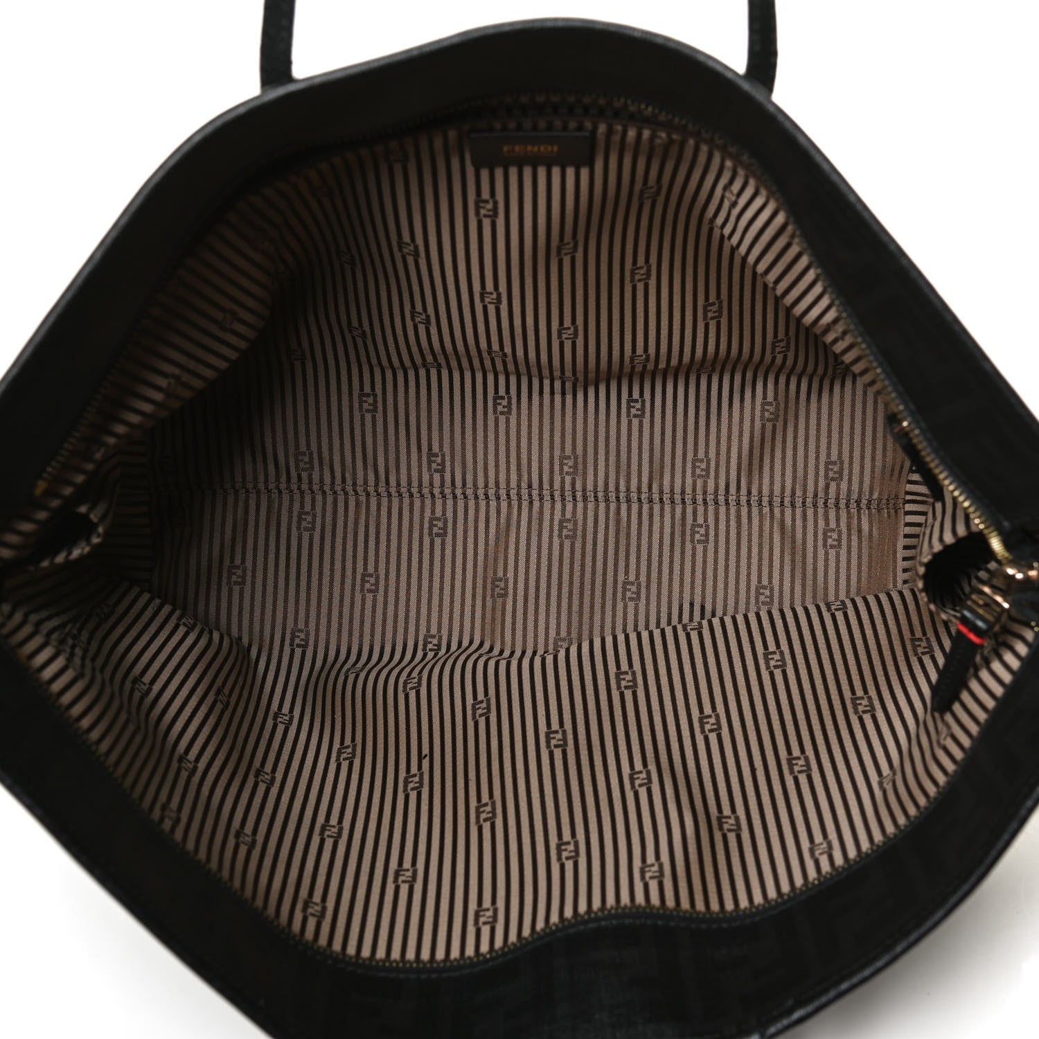 Fendi Zucca Lampo Studded Medium Roll Tote Black Rosso 3 of 10