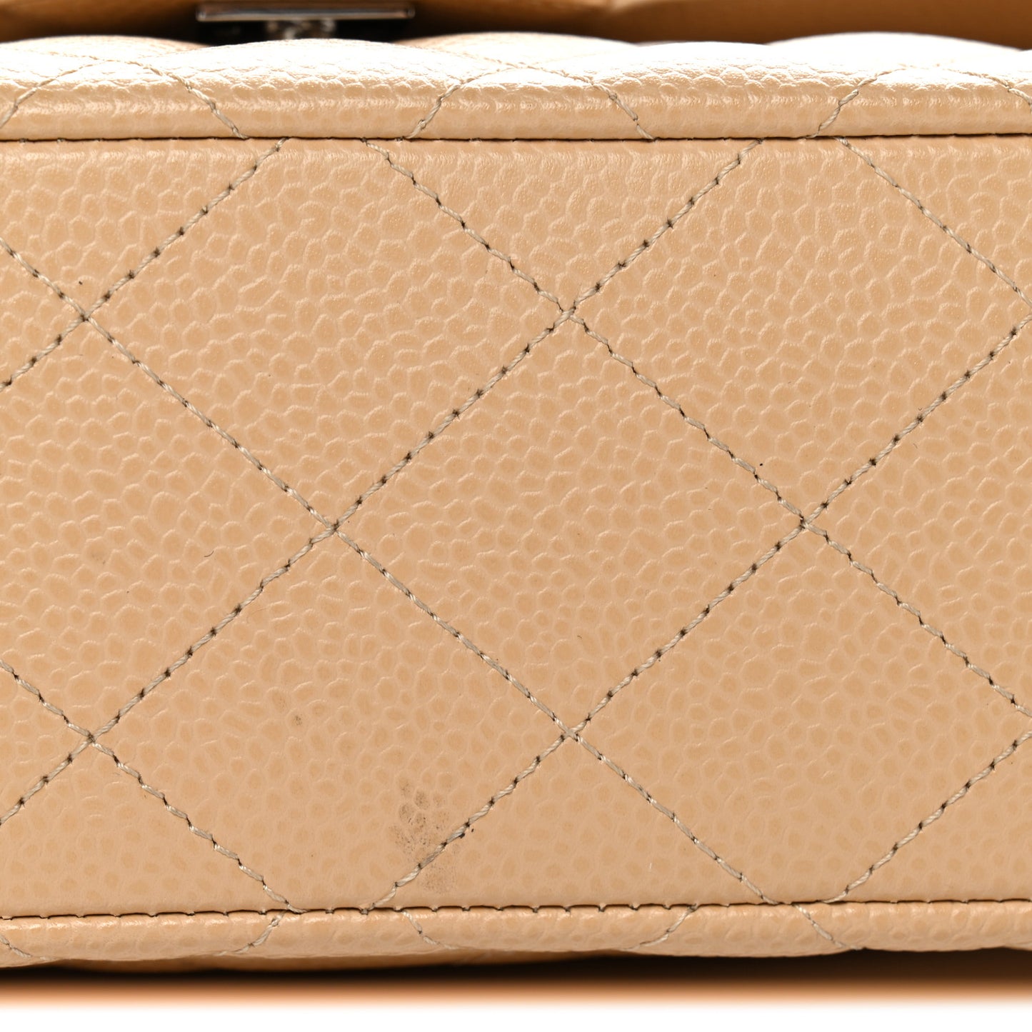 Caviar Quilted Small Double Flap Beige