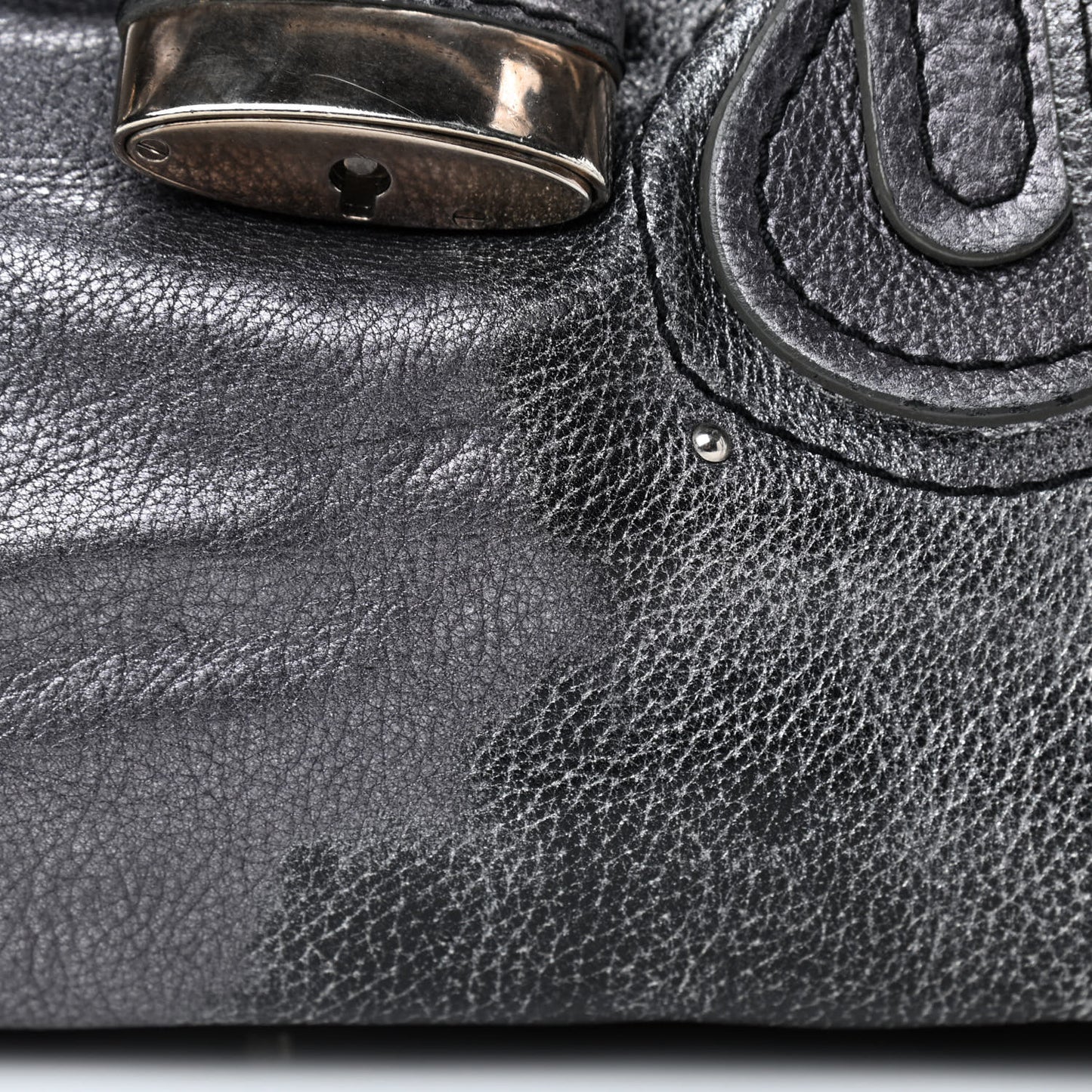 Metallic Calfskin Medium Paddington Satchel Silver