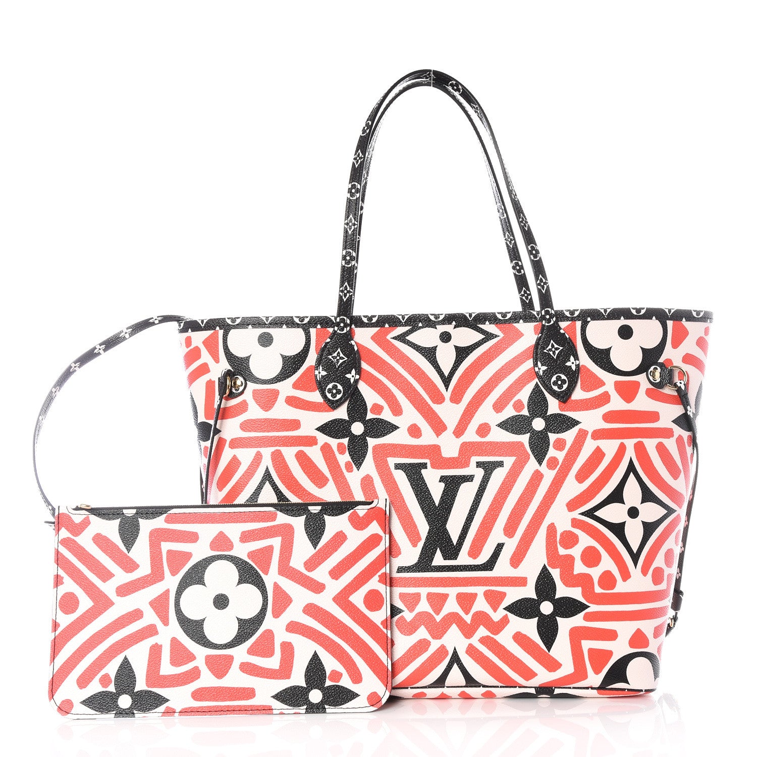 Louis Vuitton Monogram Giant Crafty Neverfull MM Creme Rouge Black 1 of 11