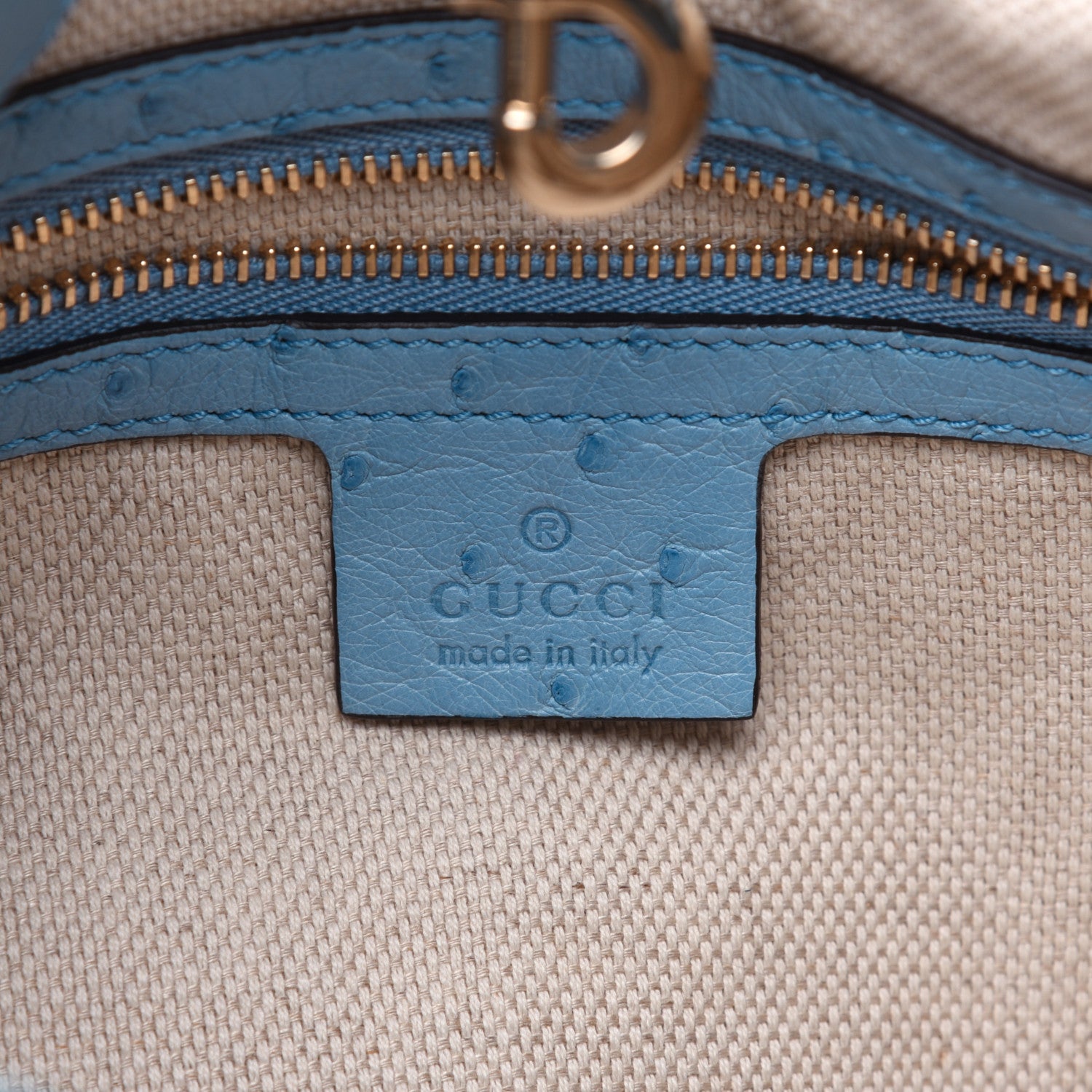 Gucci Ostrich Medium Soho Chain Shoulder Bag Light Blue 8 of 17