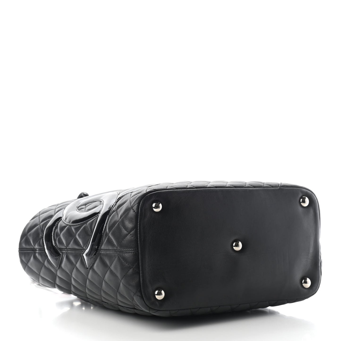 Calfskin Quilted Large Cambon Tote Black