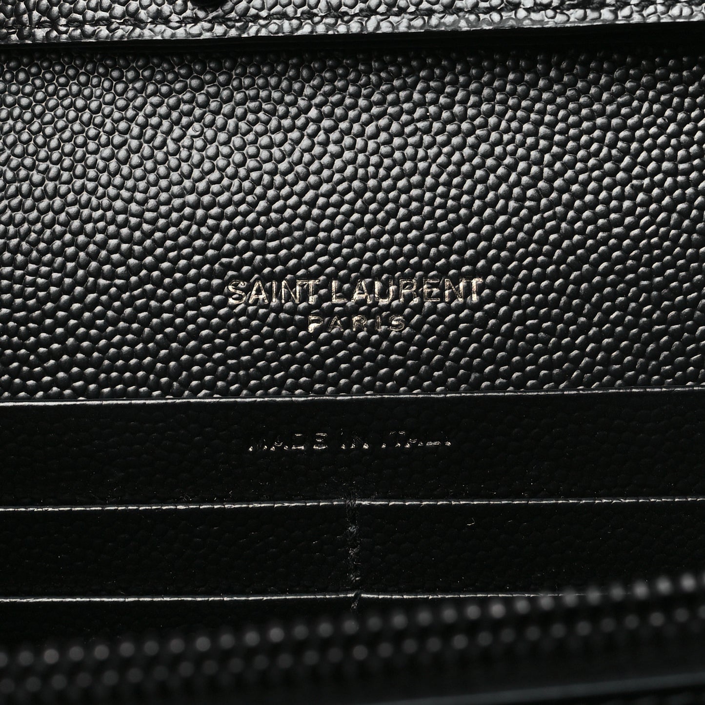 Grain De Poudre Matelasse Chevron Monogram Monochrome Chain Wallet Black