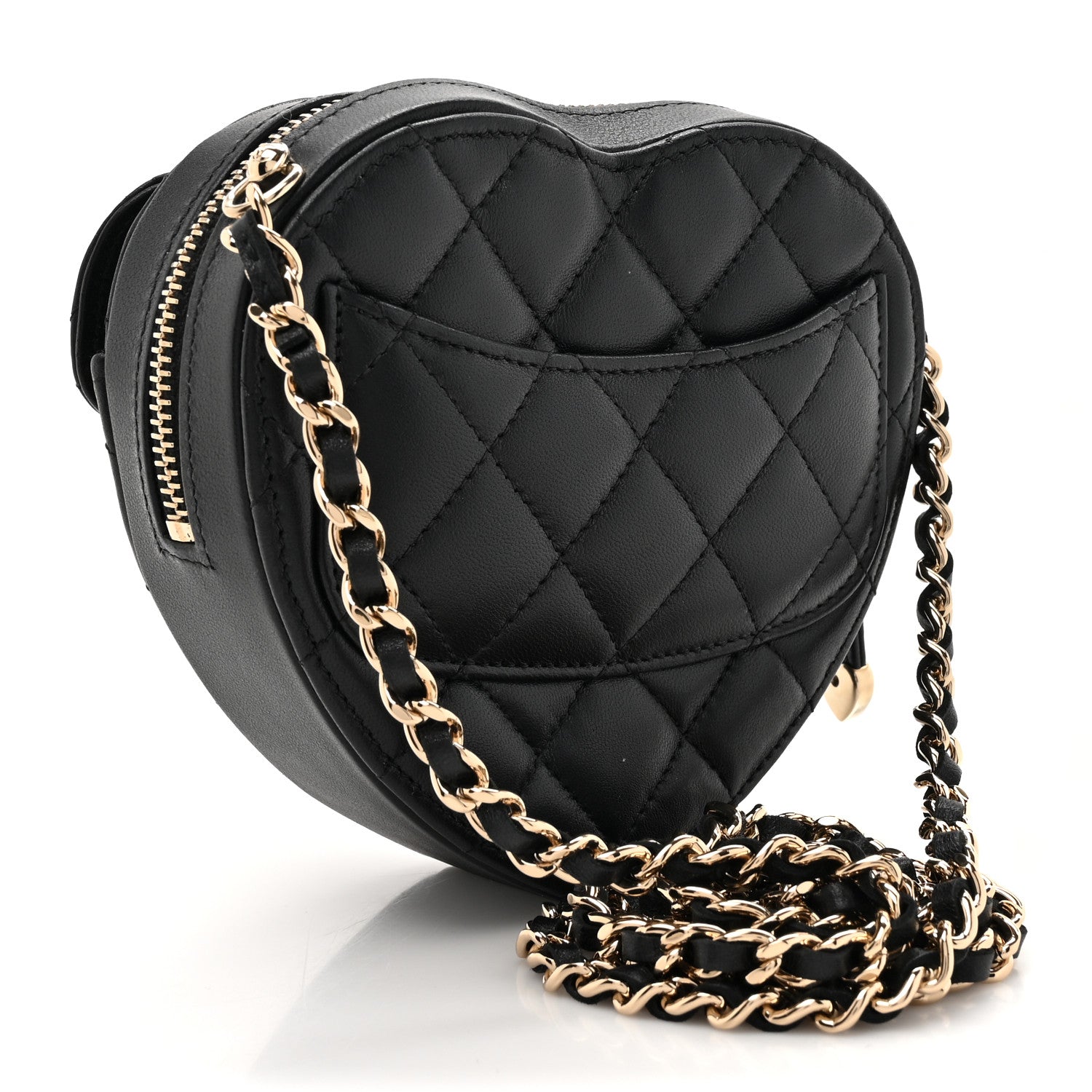 Chanel Lambskin Quilted CC In Love Heart Clutch With Chain Black 3 of 10