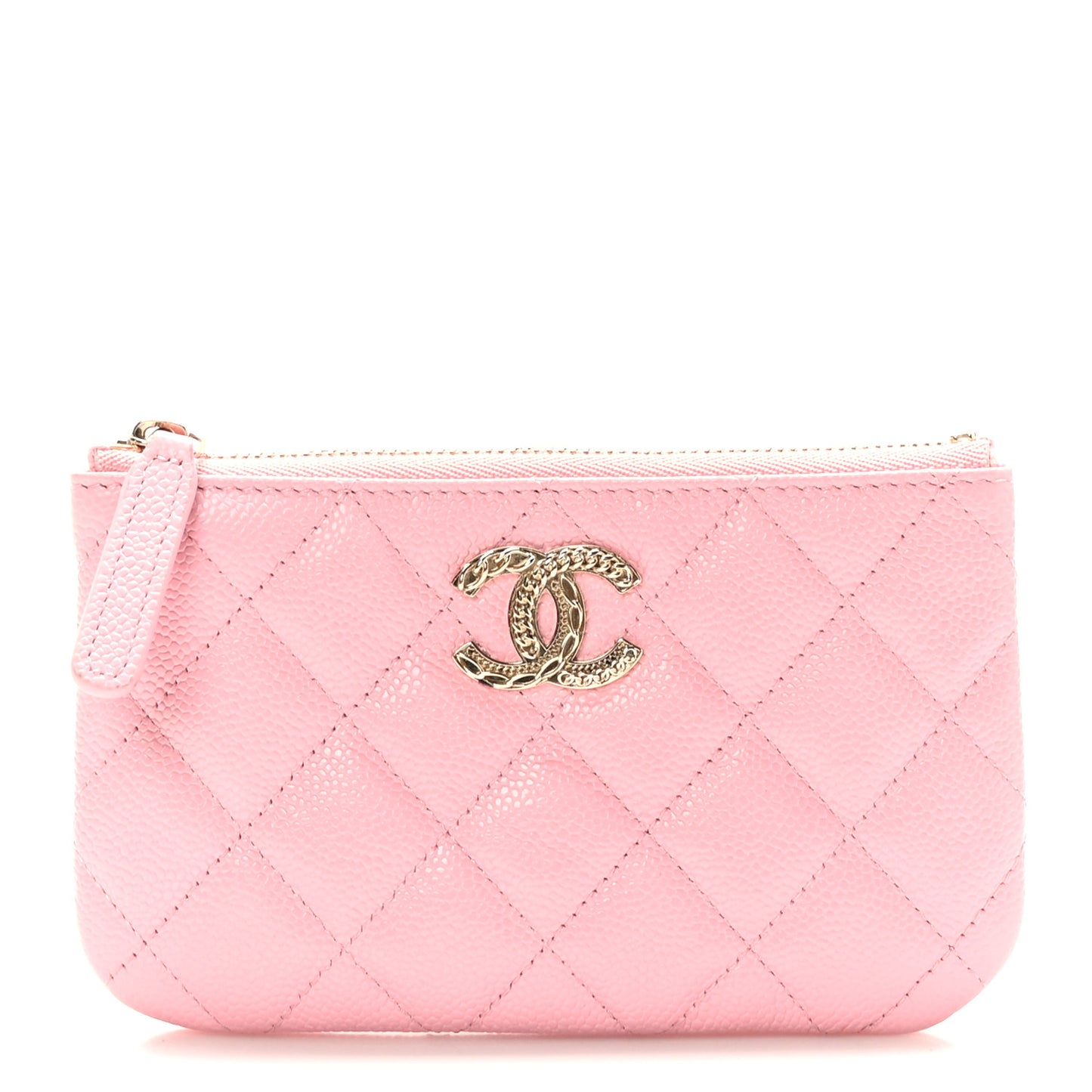 Caviar Quilted Small Multi Chain Cosmetic Case Pink