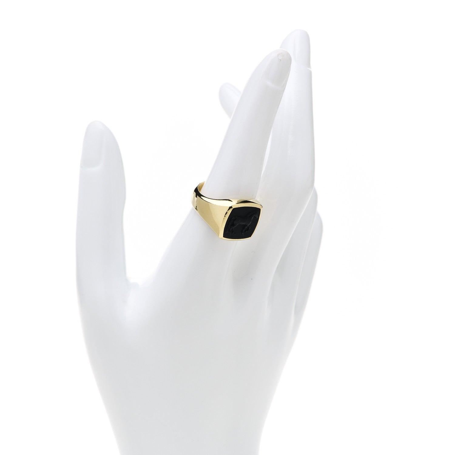 David Yurman 18K Yellow Gold Onyx Petrvs Horse Pinky Ring 57 8 2 of 6