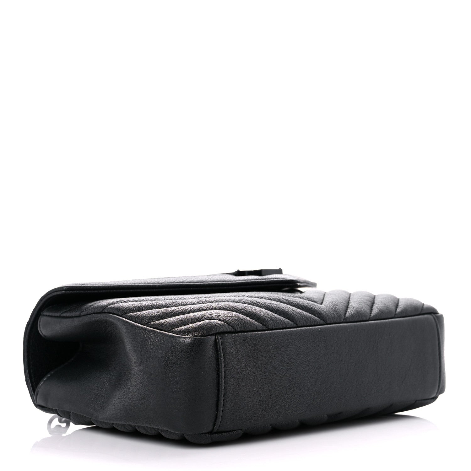 Saint Laurent Sheepskin Matelasse Chevron Monogram Monochrome Medium College Bag Black 4 of 9
