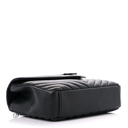 Saint Laurent Sheepskin Matelasse Chevron Monogram Monochrome Medium College Bag Black 4 of 9