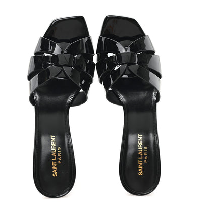 Saint Laurent Patent Calfskin Tribute 85 Slide Sandals 40.5 Black 2 of 10