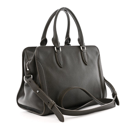 Alexander McQueen Pebbled Calfskin Small Skull Padlock Zip Around Tote Military Green 3 of 16