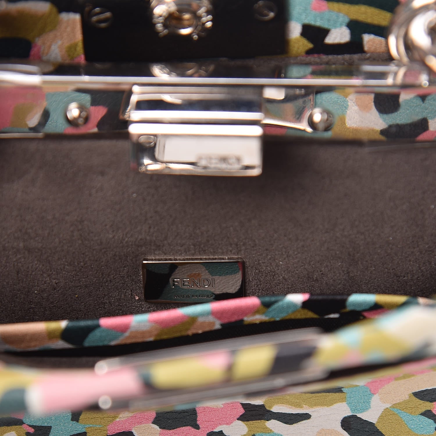 Fendi Vitello Seta Granite Micro Peekaboo Iconic Satchel Multicolor 6 of 9