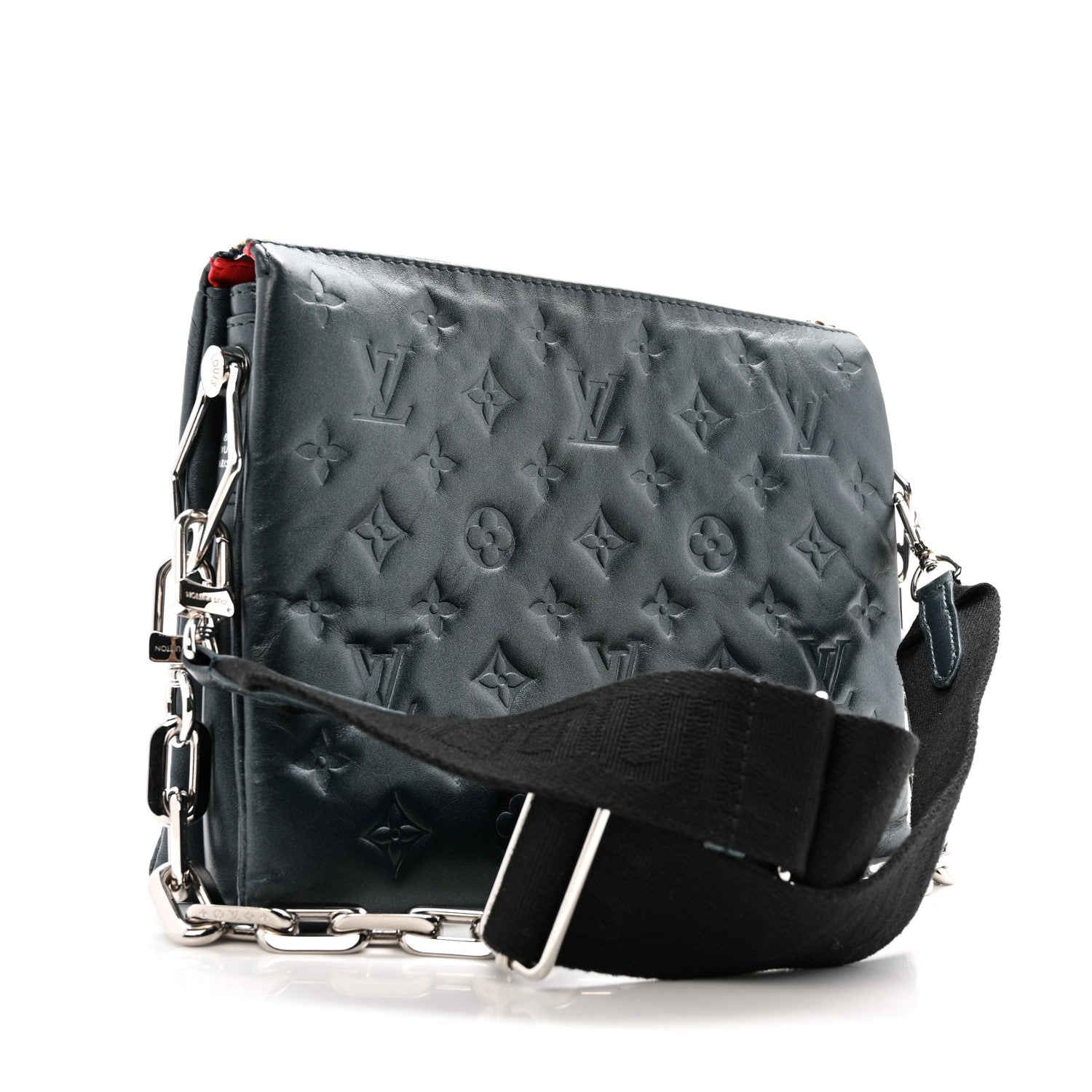Louis Vuitton Metallic Lambskin Embossed Monogram Coussin PM Bleu 3 of 15