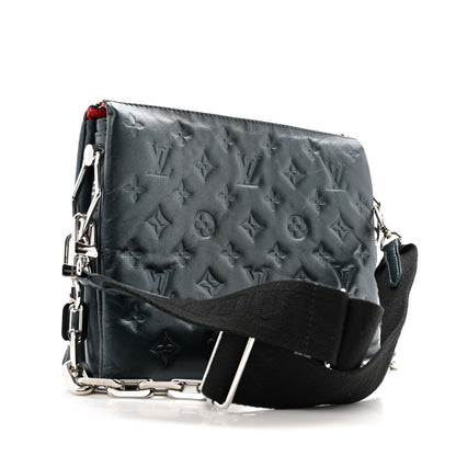 Louis Vuitton Metallic Lambskin Embossed Monogram Coussin PM Bleu 3 of 15