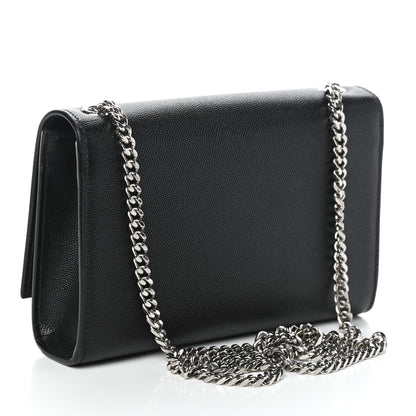Saint Laurent Grain De Poudre Small Monogram Kate Satchel Black 3 of 9