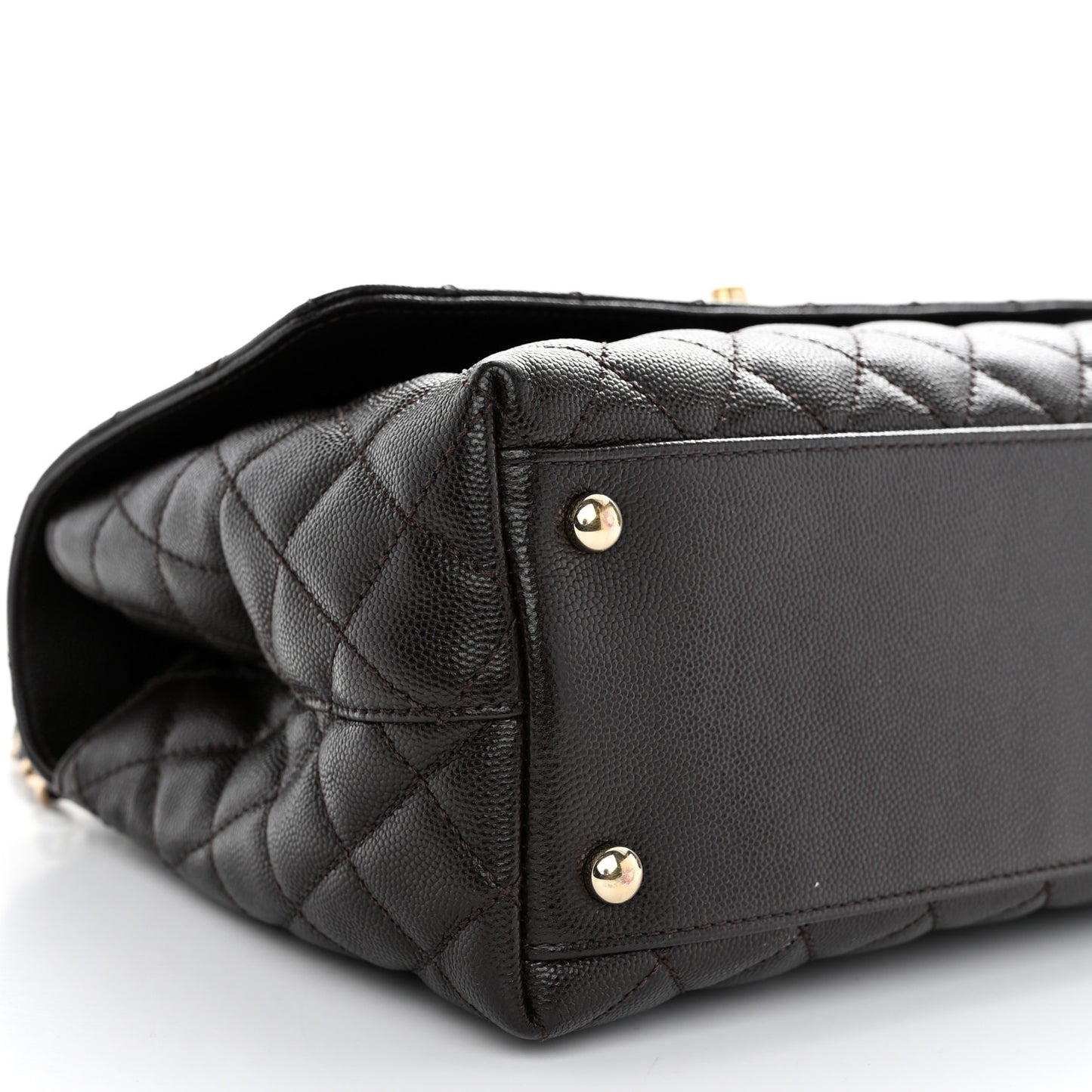 Caviar Quilted Small Coco Handle Flap Dark Brown