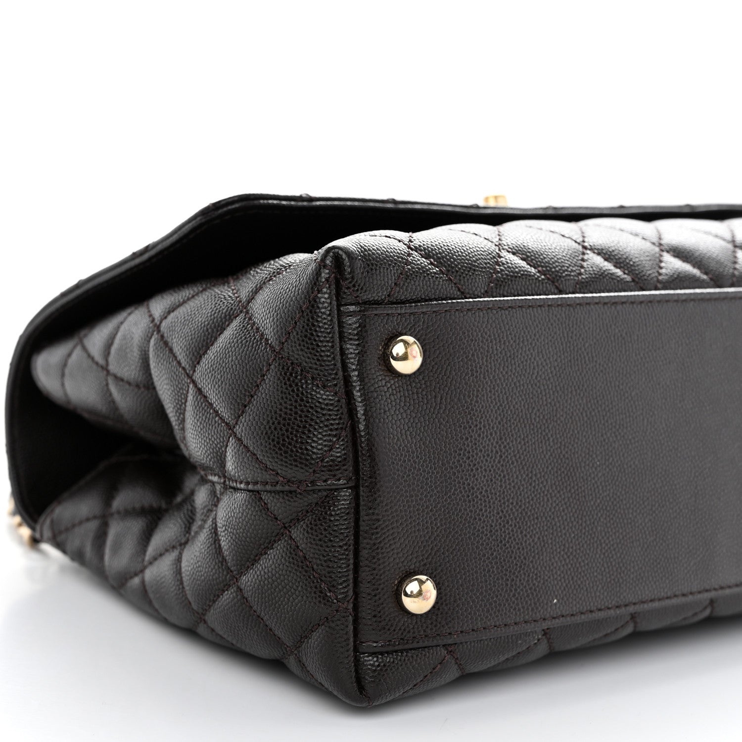Chanel Caviar Quilted Small Coco Handle Flap Dark Brown 10 of 11
