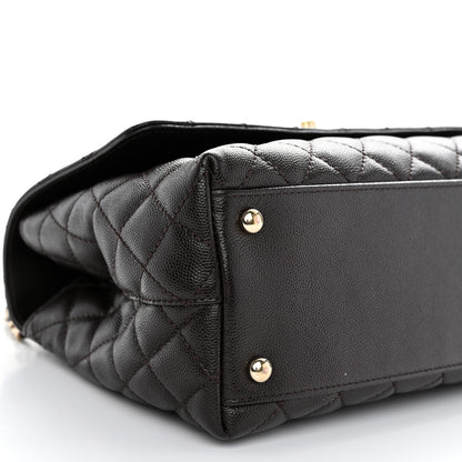 Chanel Caviar Quilted Small Coco Handle Flap Dark Brown 10 of 11