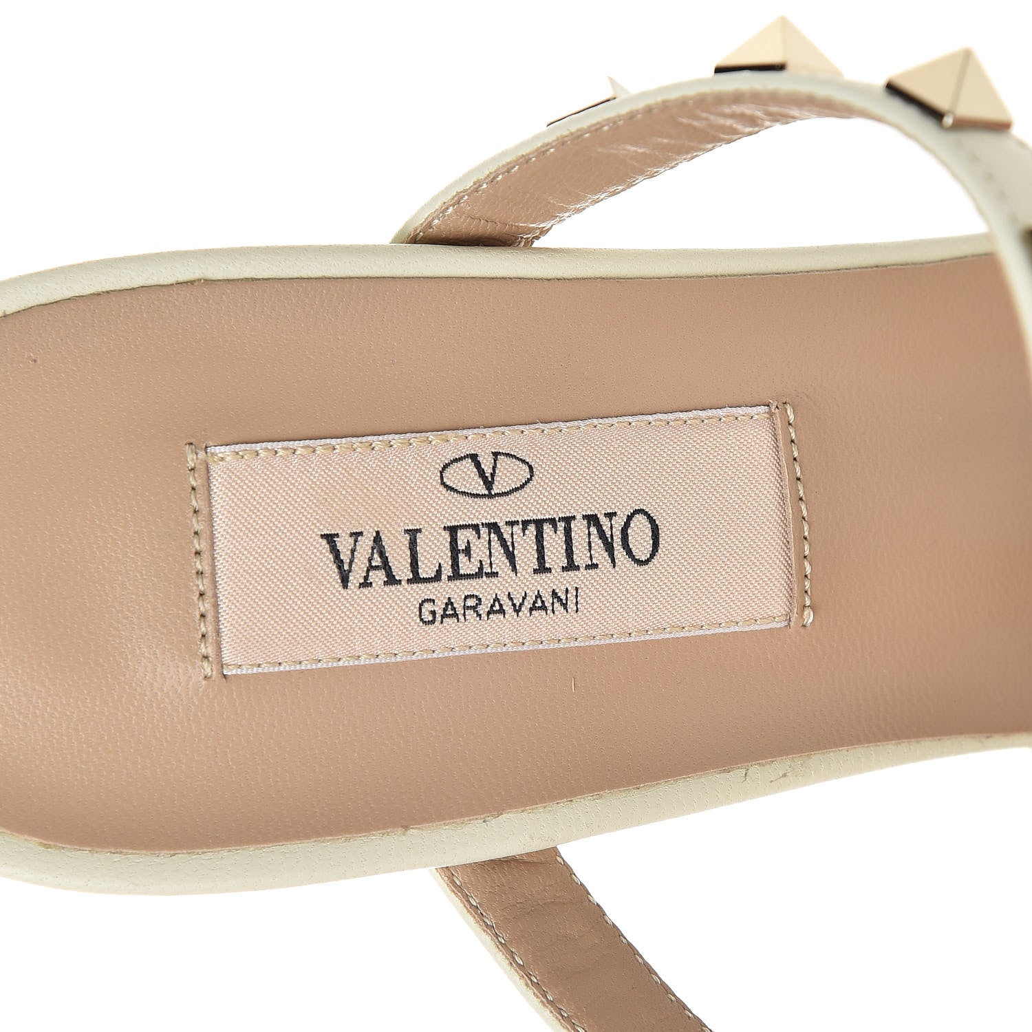 Valentino Garavani Calfskin Rockstud 60mm Caged Slide Sandals 38 Light Ivory 7 of 8