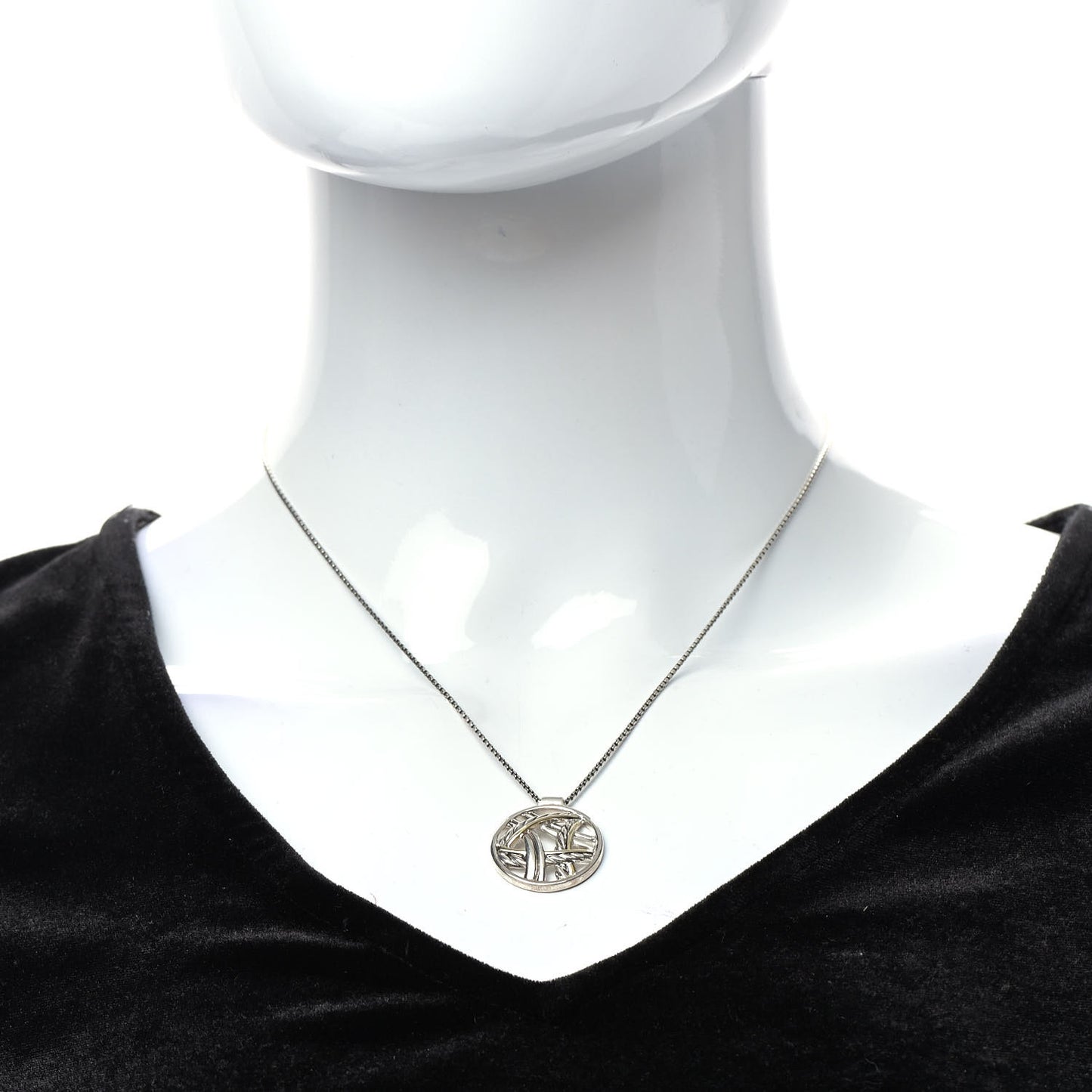 Sterling Silver 18K Yellow Gold Round Rope Pendant Necklace