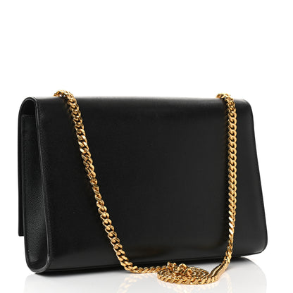 Saint Laurent Grain De Poudre Large Classic Monogram Kate Satchel Black 3 of 7