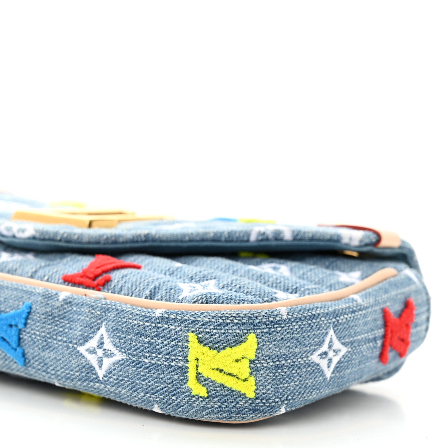 Louis Vuitton Embroidered Monogram Denim New Wave Chain Pochette Blue 10 of 11