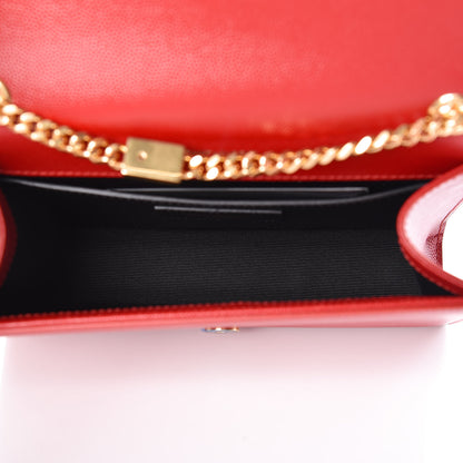 Saint Laurent Grain De Poudre Small Monogram Kate Satchel Bandana Red 5 of 11