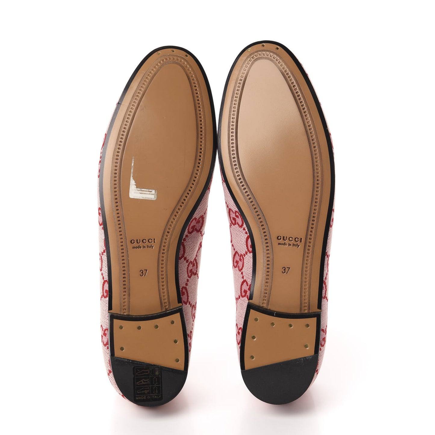 Canvas GG Monogram Horsebit Womens Jordaan Loafers 37 Gardenia Hibiscus Red