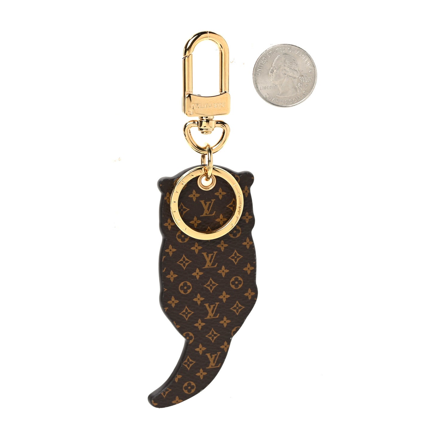 Calfskin Monogram LV Animals Otter Bag Charm Key Holder Pink