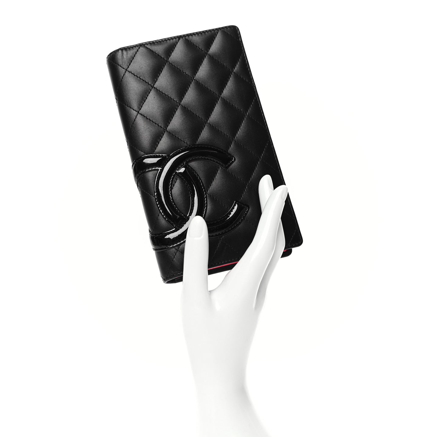 Calfskin Quilted Cambon Yen Wallet Black