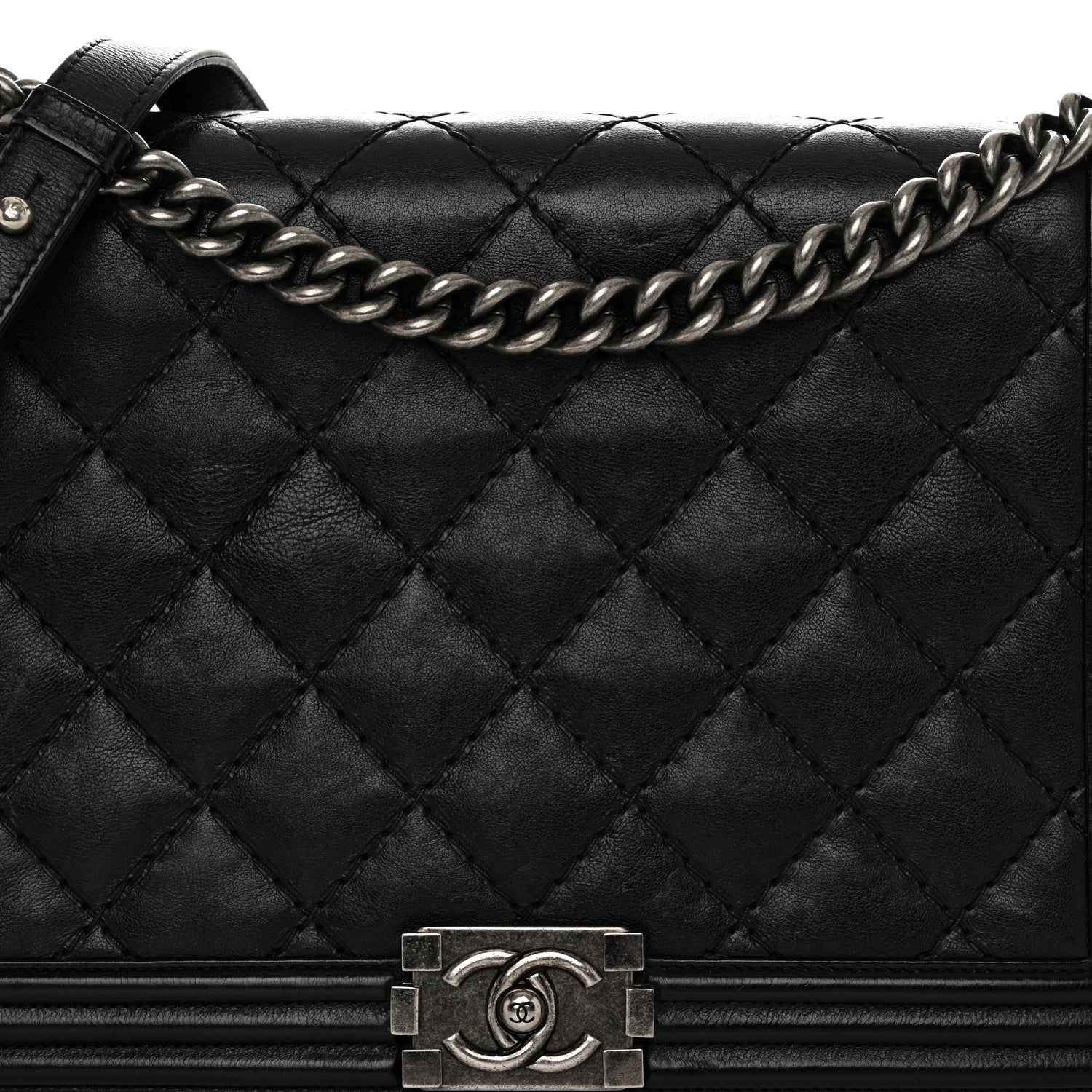Chanel Calfskin Quilted Double Stitch New Medium Boy Flap Black 8 of 11
