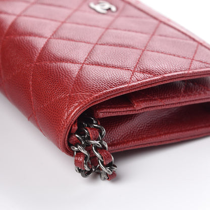 Chanel Caviar Quilted Wallet on Chain WOC Red 15 of 18