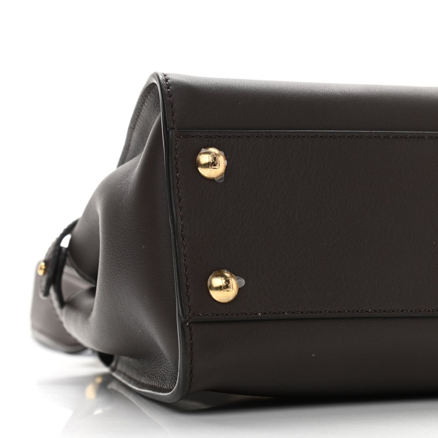 Vitello Seta Suede FF Mini Peekaboo Iconic Satchel Chocolate Sigaro Marrone